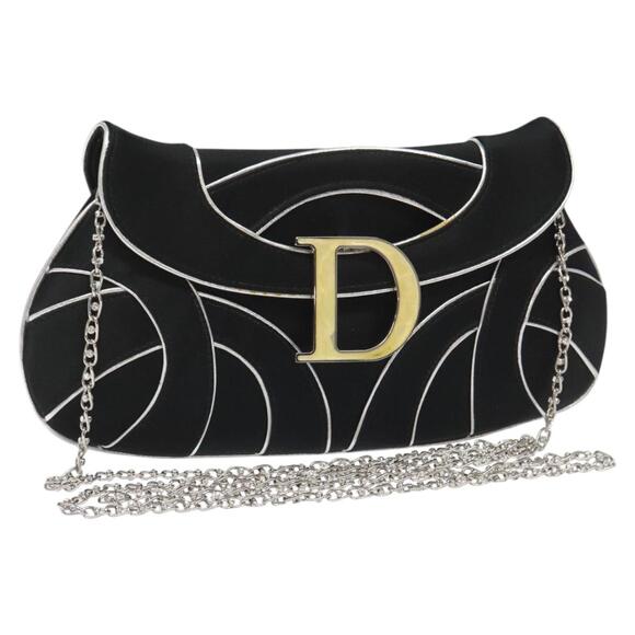 DIOR Chain Shoulder Bag Suede Black - Picture 1 of 12